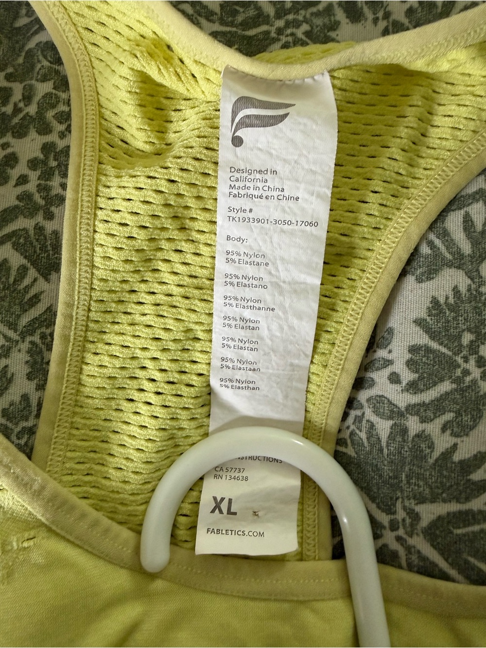 Fabletics Racerback Performance Tank Top - Light Lime - Picture 5 of 5